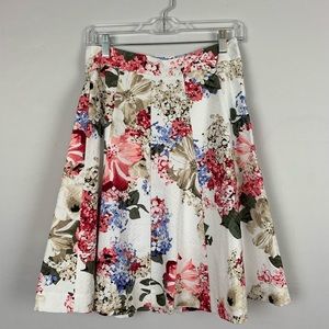 White House Black Market Floral Skirt Size 2